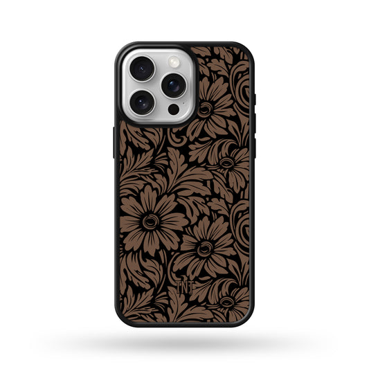 Faux Floral Tooled Leather Edge Phone Case