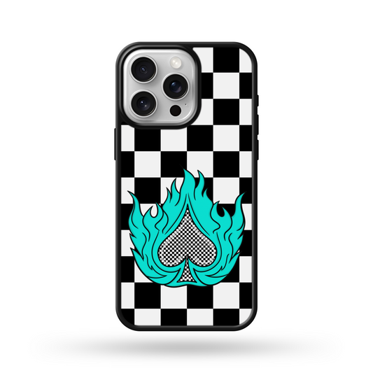 Checkered Flaming Spade MagSafe Compatible Phone Case