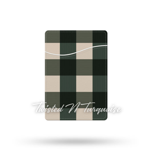 Green Christmas Plaid Phone Wallet / Card Holder