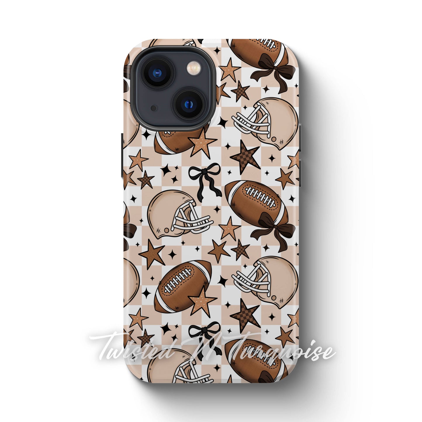 Girly Coquette Boho Checkered Football Tough Magnetic Mobile Phone Case