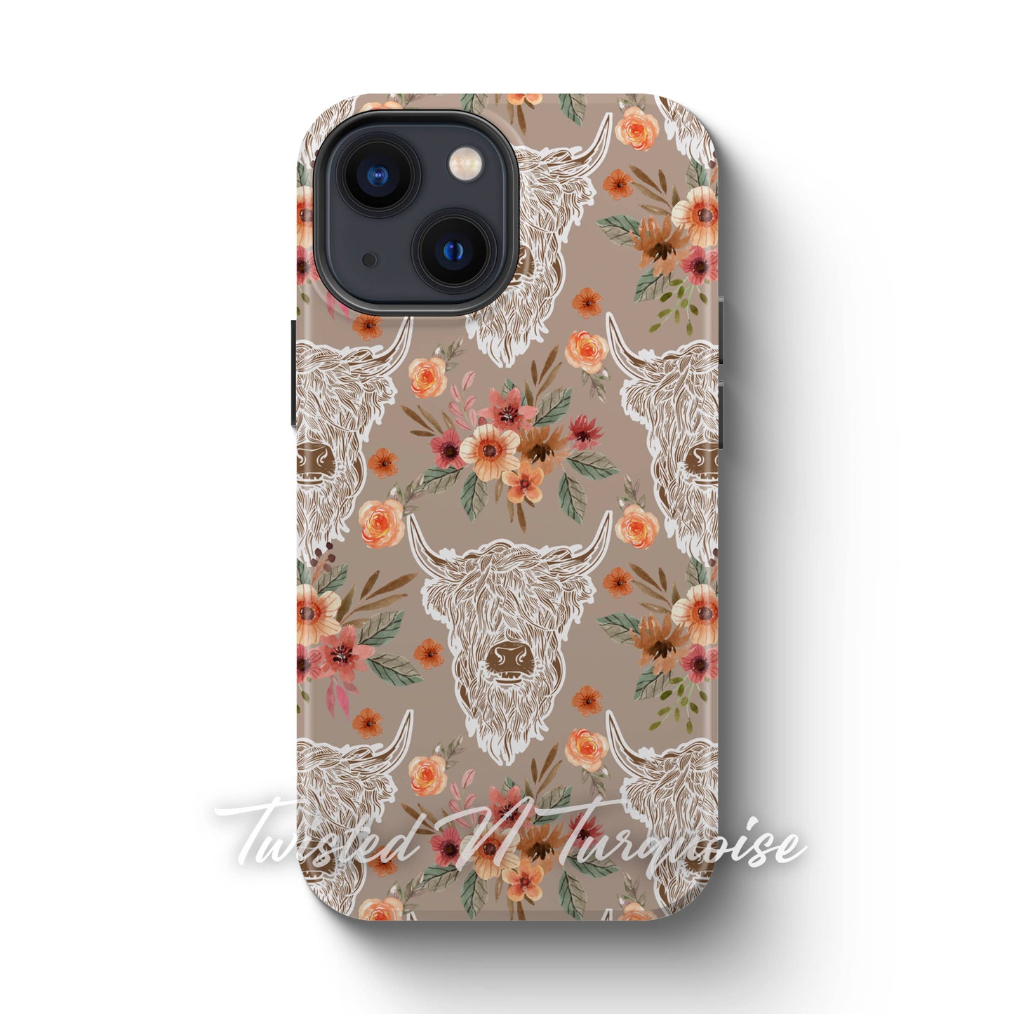 Neutral Boho Highland Cows Phone Case
