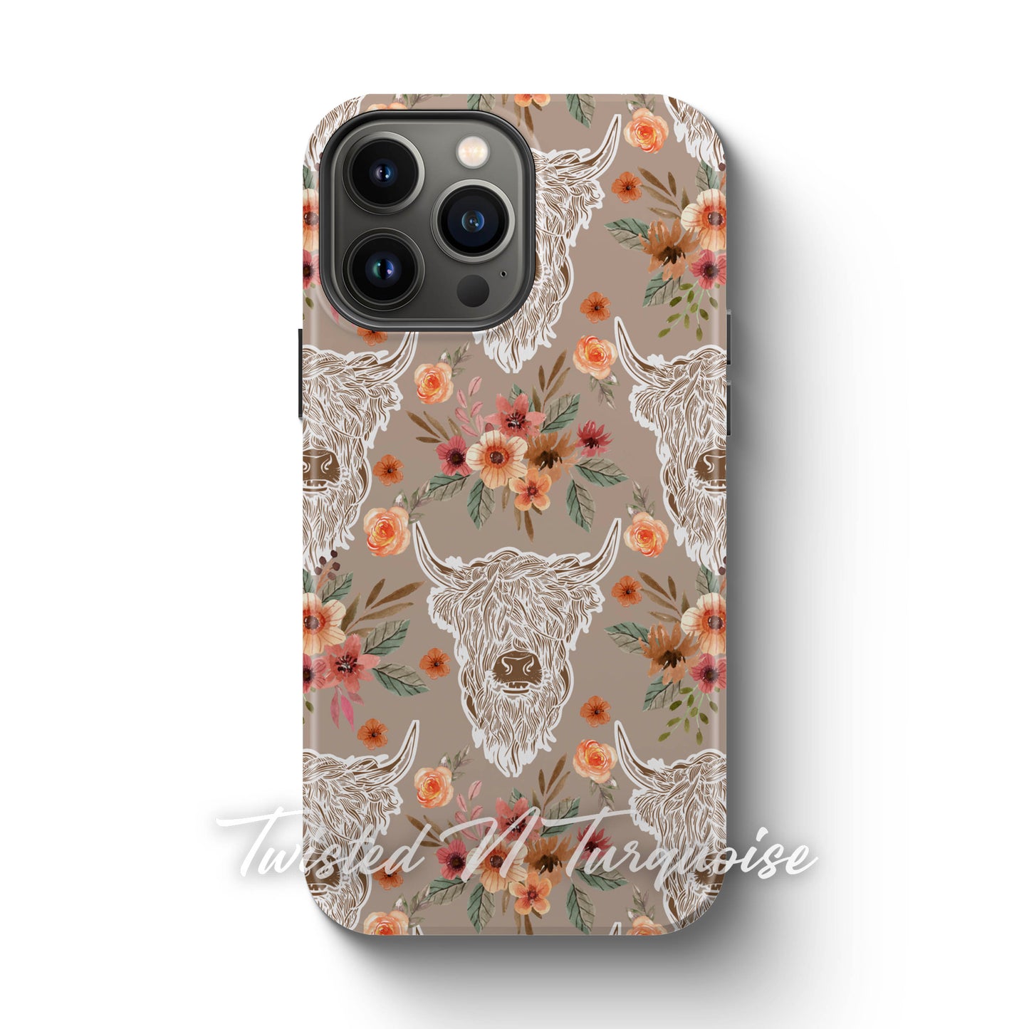 Neutral Boho Highland Cows Phone Case