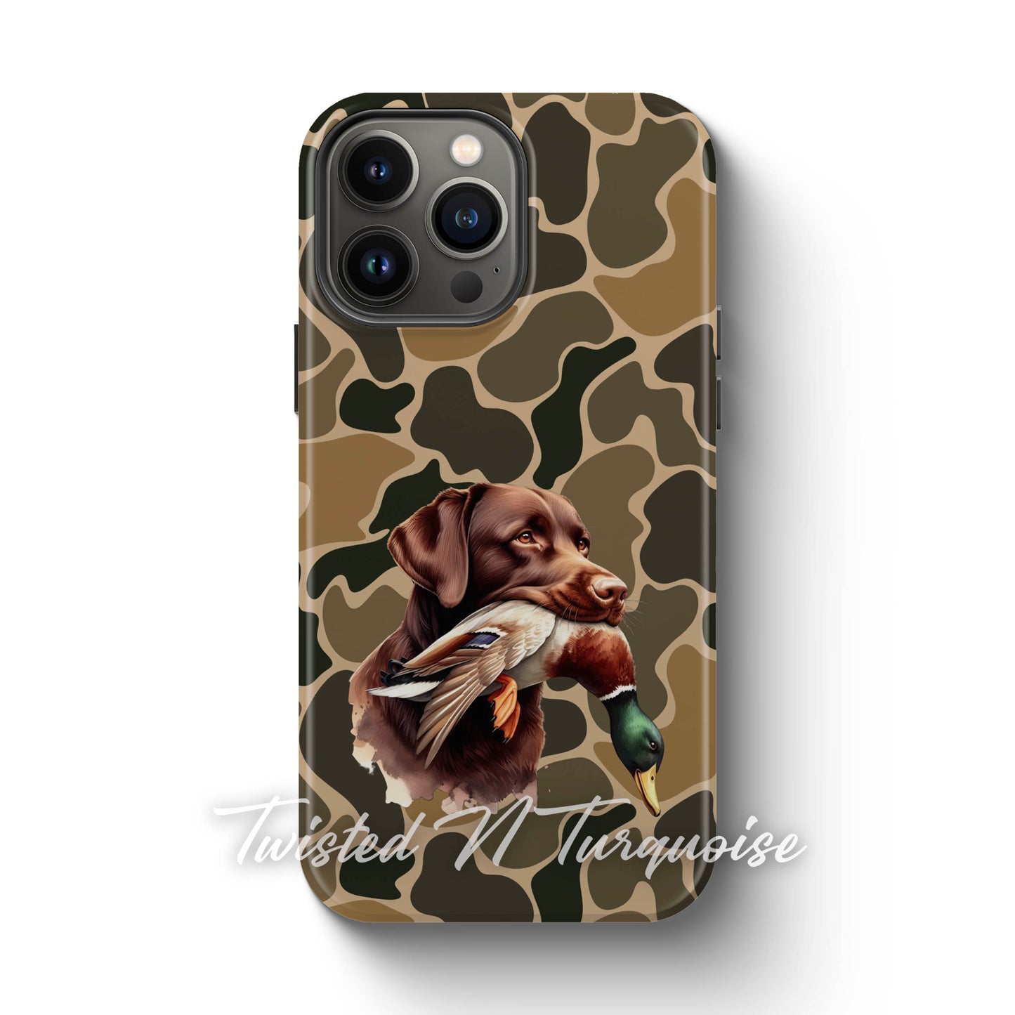 Chocolate Brown Lab Duck Camo Tough Phone Case