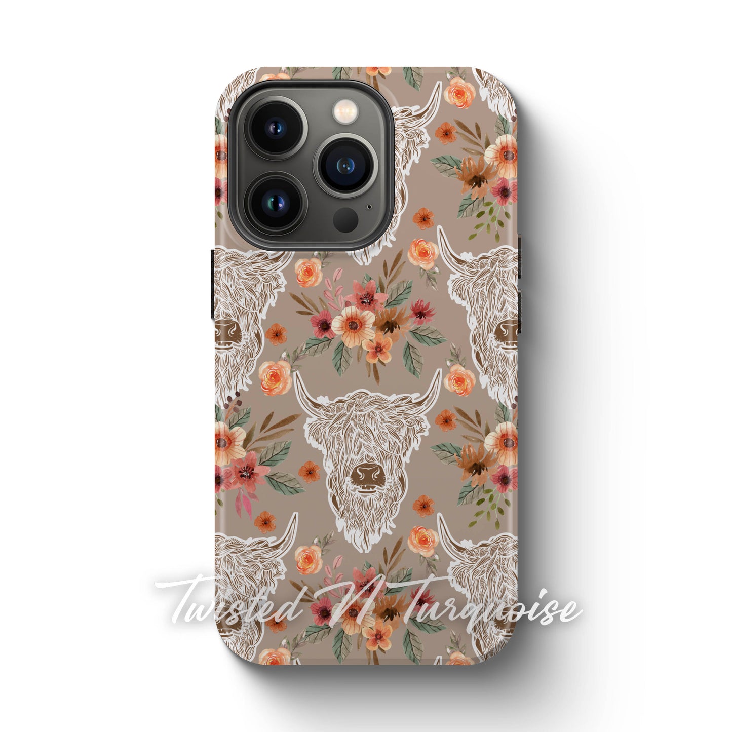 Neutral Boho Highland Cows Phone Case