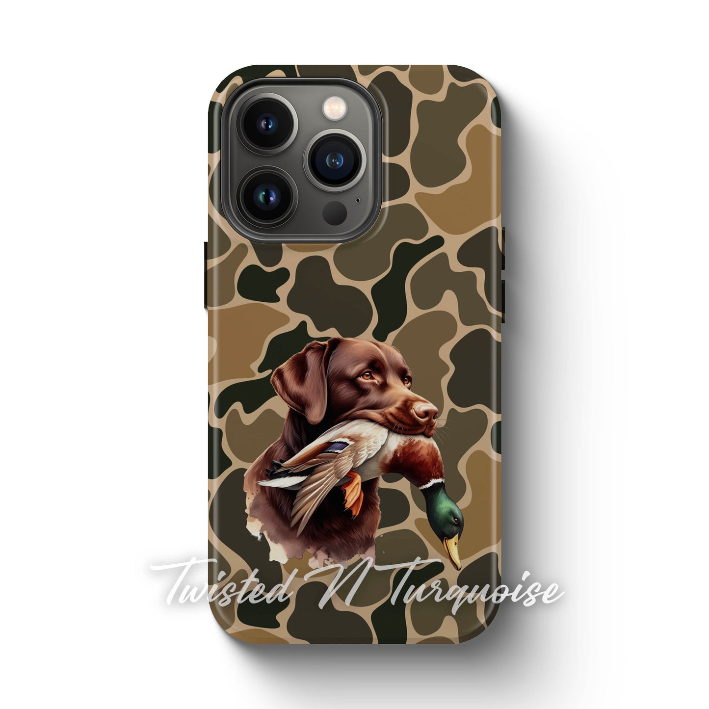Chocolate Brown Lab Duck Camo Tough Phone Case
