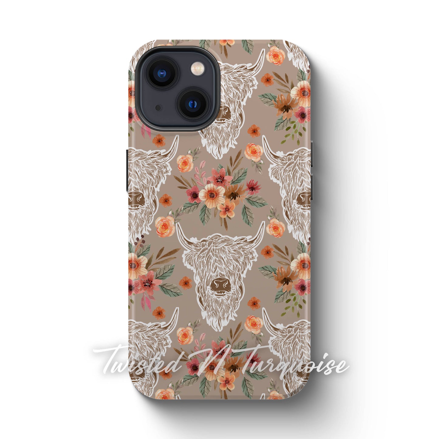 Neutral Boho Highland Cows Phone Case