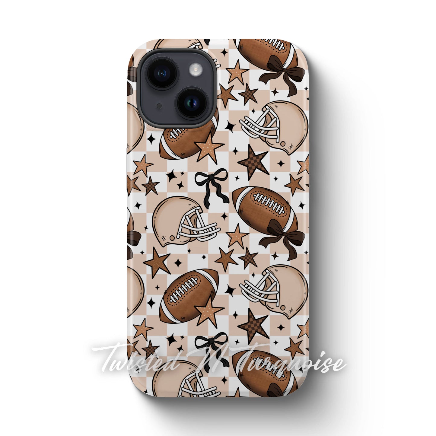 Girly Coquette Boho Checkered Football Tough Magnetic Mobile Phone Case