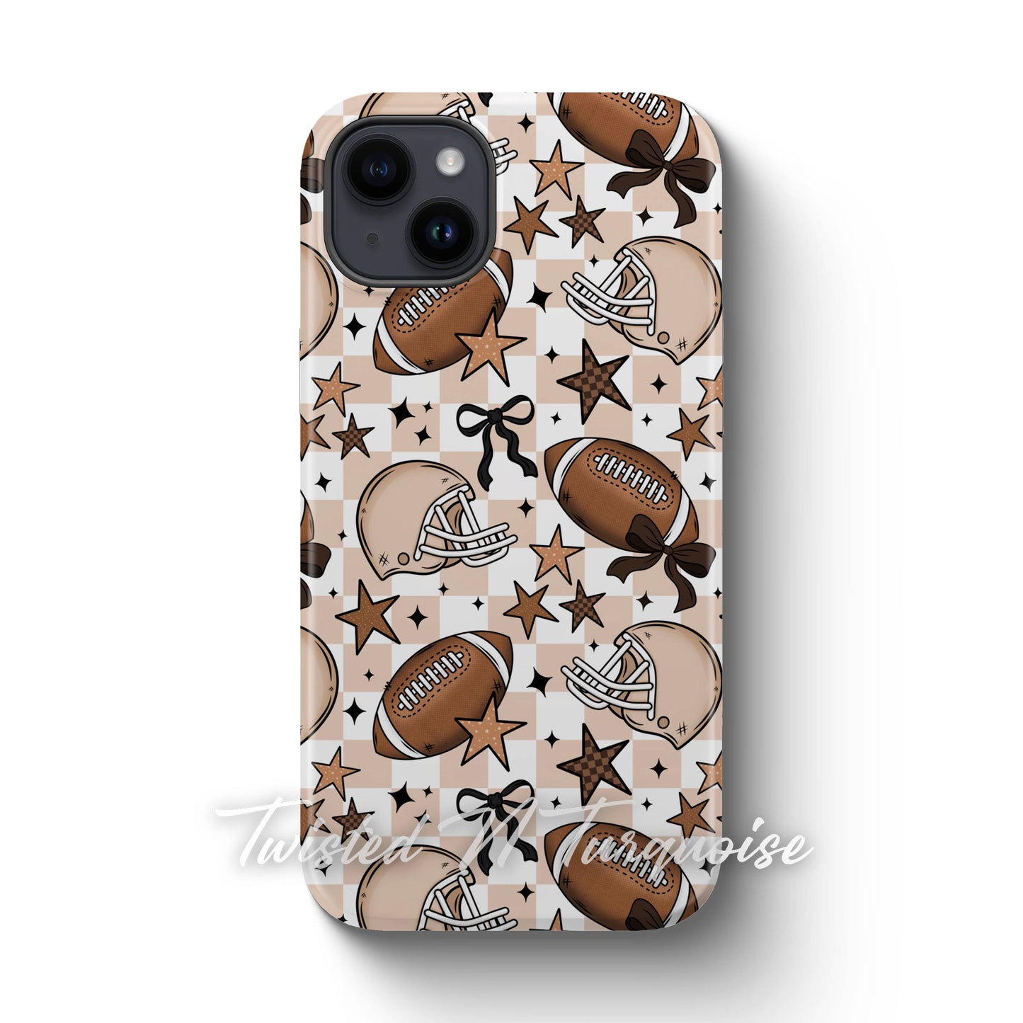 Girly Coquette Boho Checkered Football Tough Magnetic Mobile Phone Case
