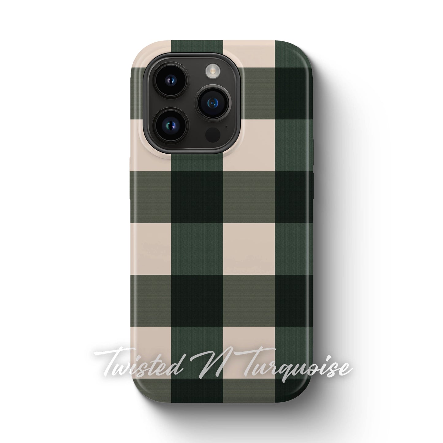 Green Plaid Magnetic Tough Phone Case