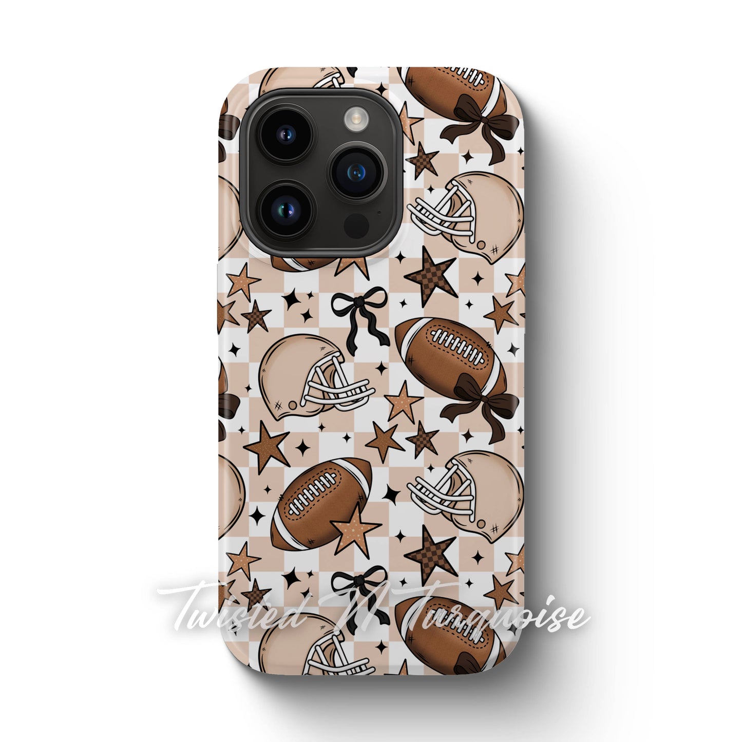 Girly Coquette Boho Checkered Football Tough Magnetic Mobile Phone Case