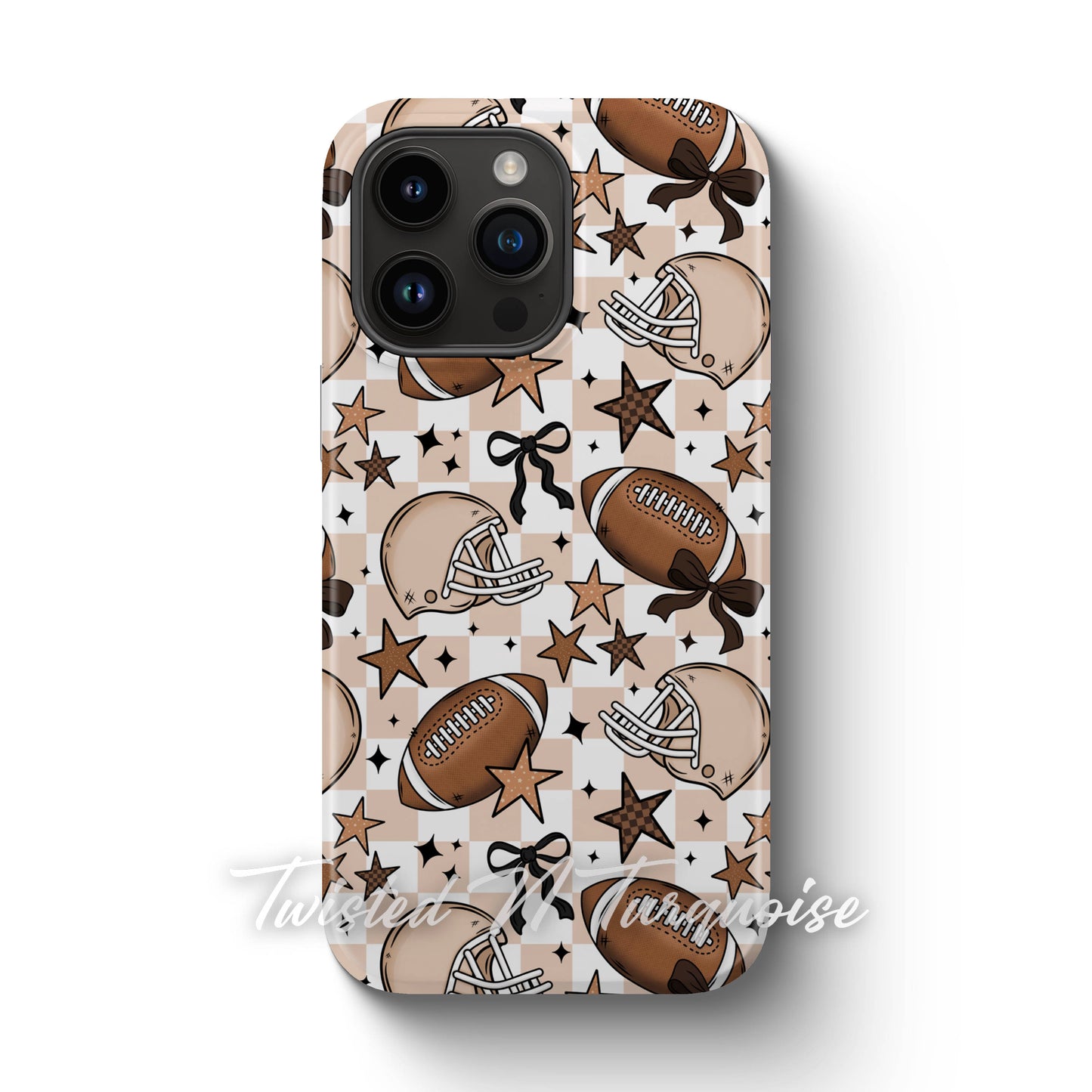 Girly Coquette Boho Checkered Football Tough Magnetic Mobile Phone Case