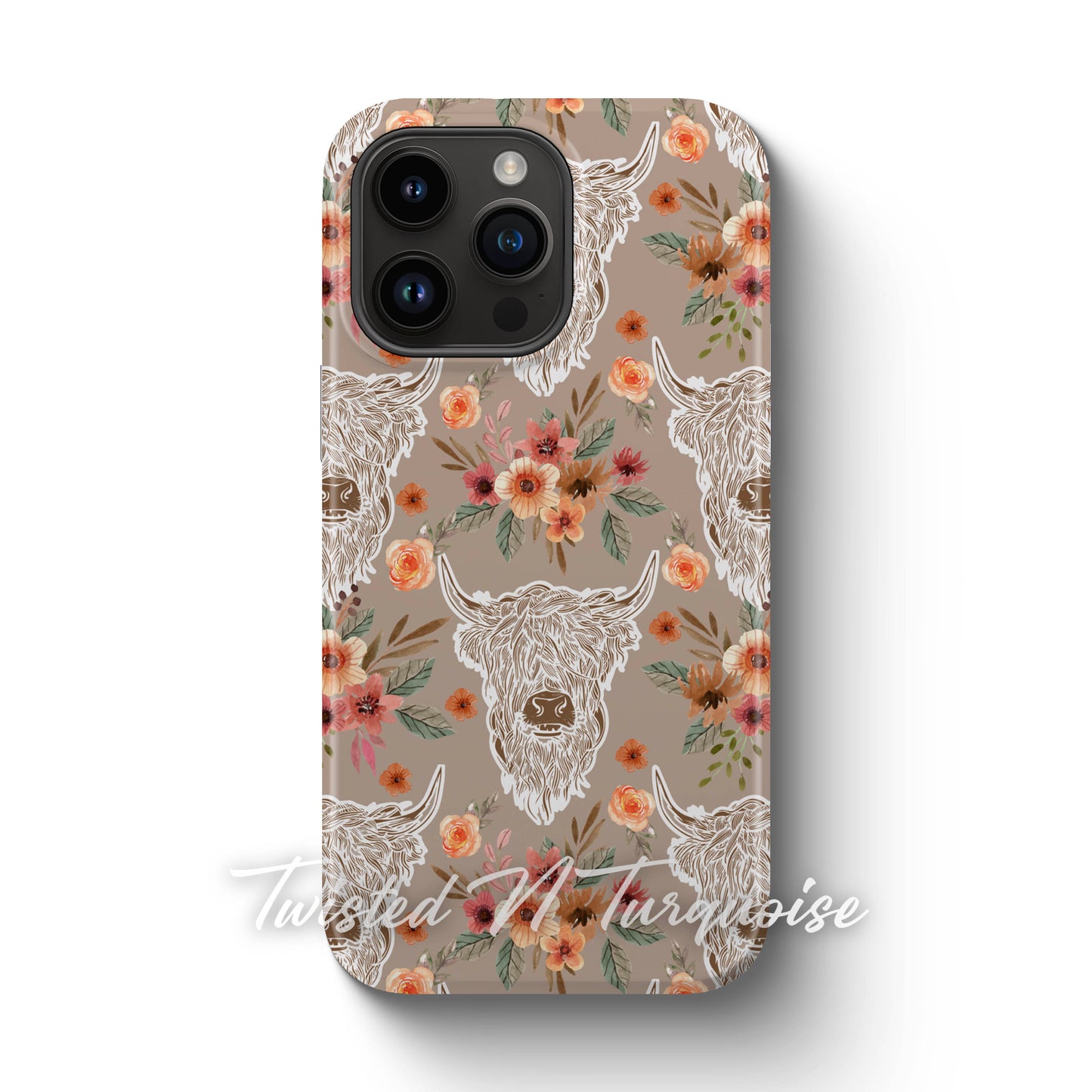 Neutral Boho Highland Cows Phone Case