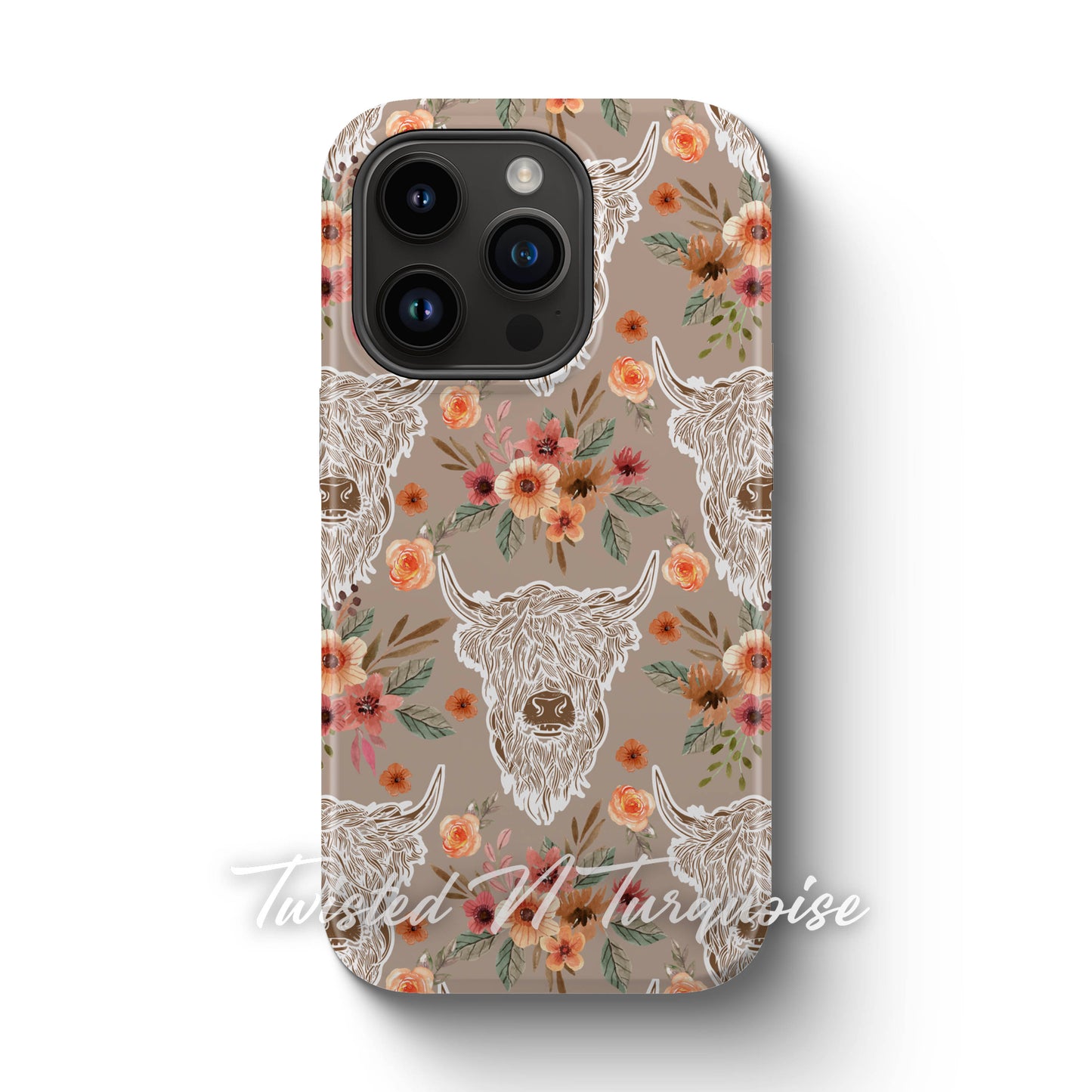 Neutral Boho Highland Cows Phone Case