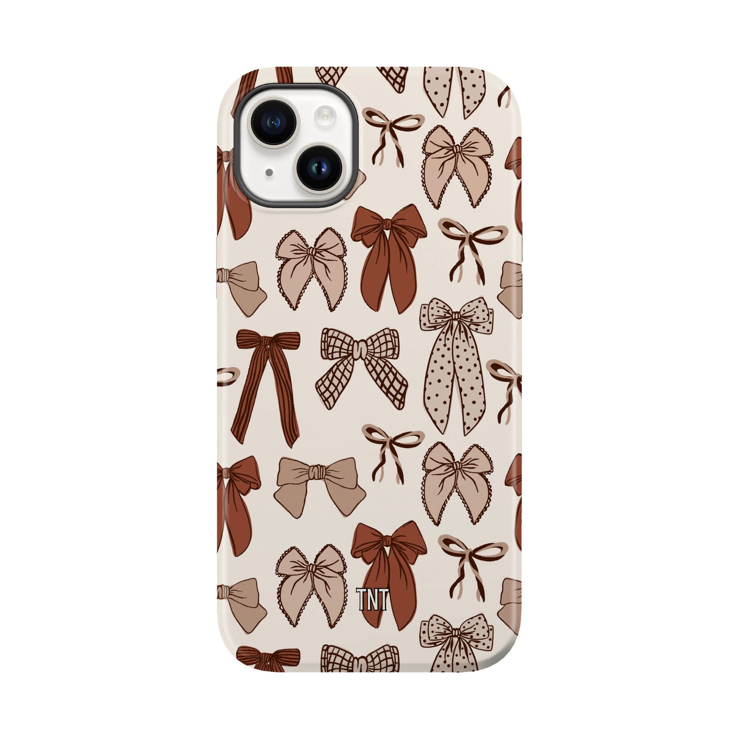 Brown Neutral Coquette Bow Collage Tough Magsafe Phone Case
