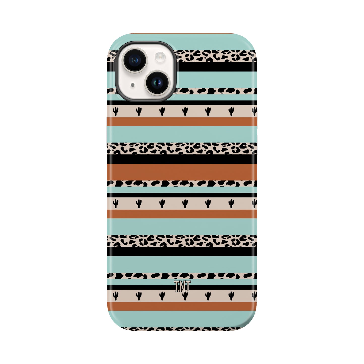 Cactus Leopard Stripes Western Boho Tough MagSafe Phone Case