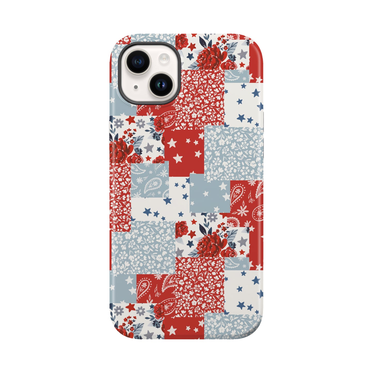 Patriotic Floral Patchwork America July 4th Tough MagSafe Phone Case