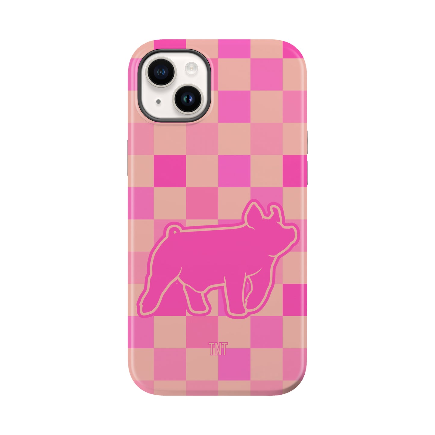 Pink Pig Show Animal Checkered Tough MagSafe Phone Case