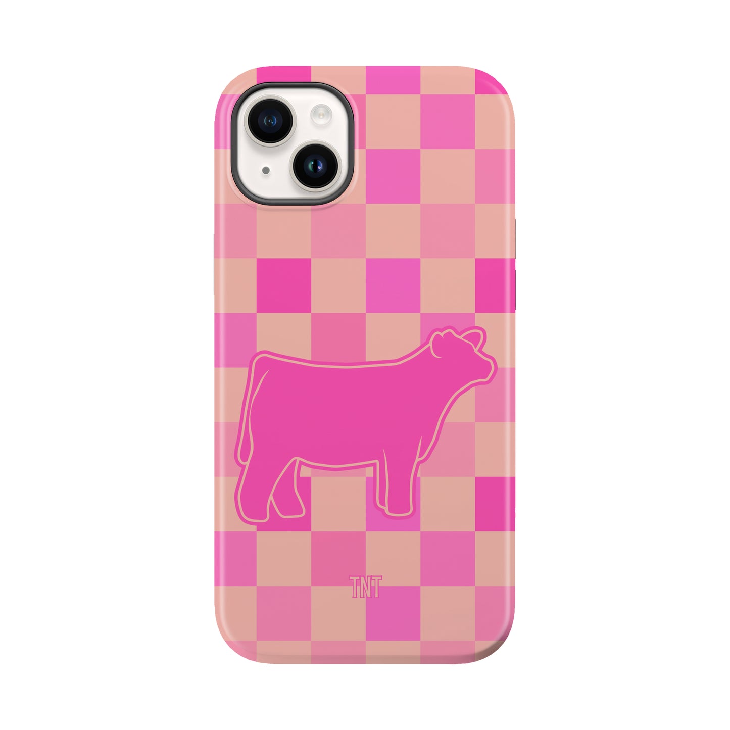 Pink Steer Show Animal Checkered Tough MagSafe Phone Case
