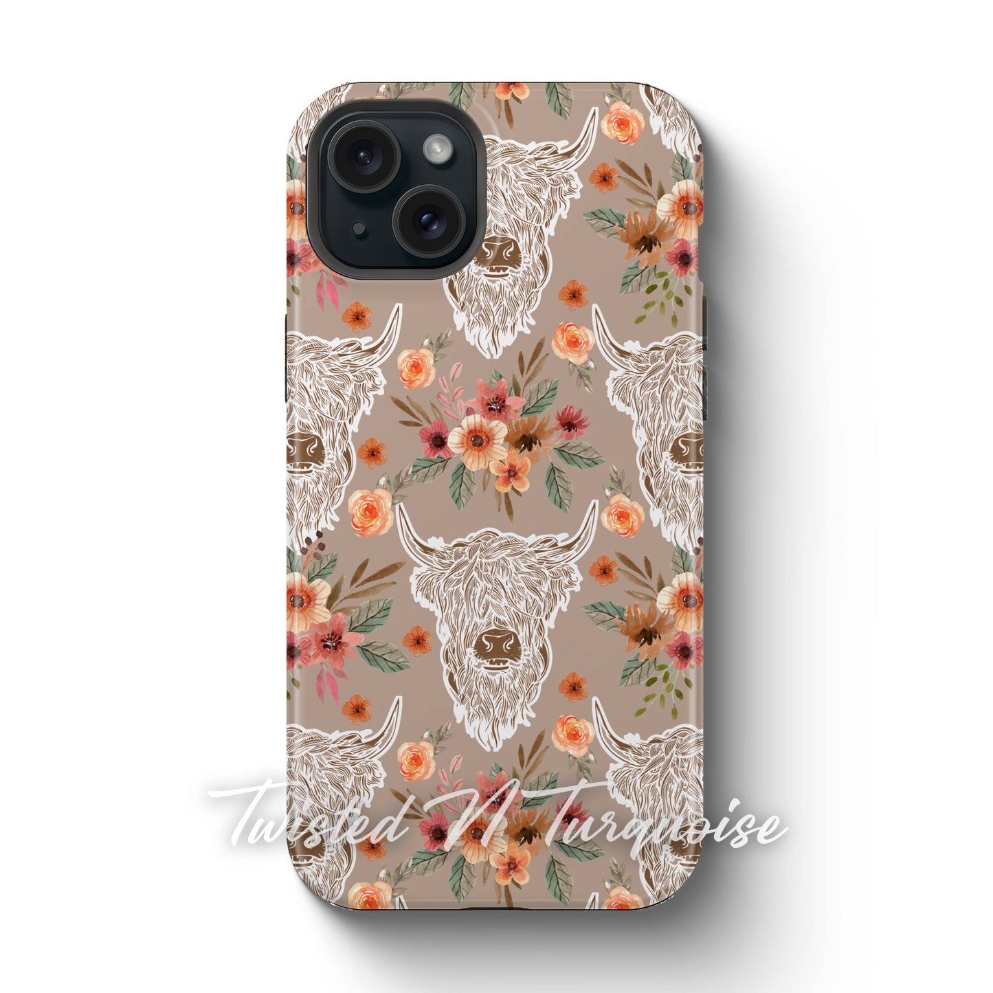 Neutral Boho Highland Cows Phone Case