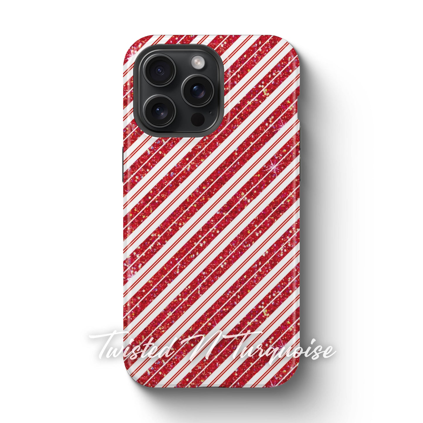 Candy Cane Glitter Tough Phone Case