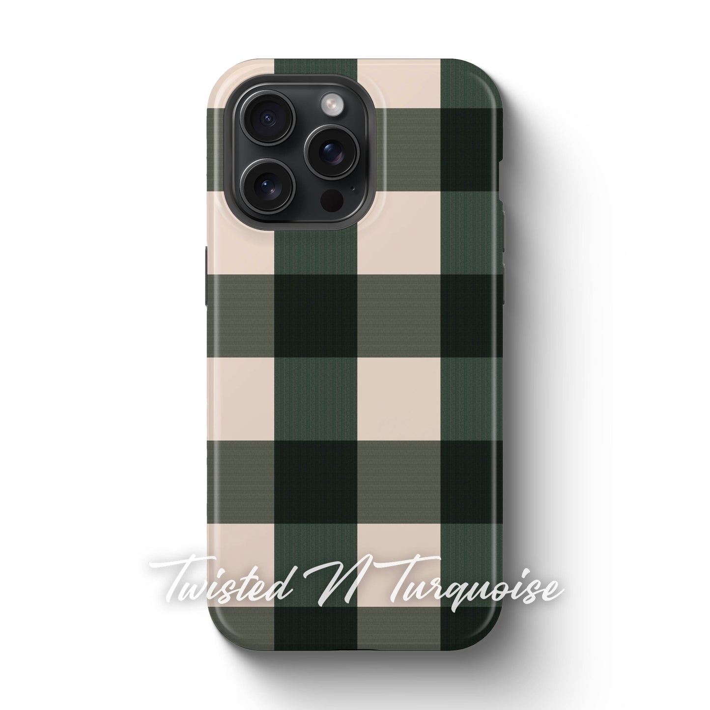 Green Plaid Magnetic Tough Phone Case
