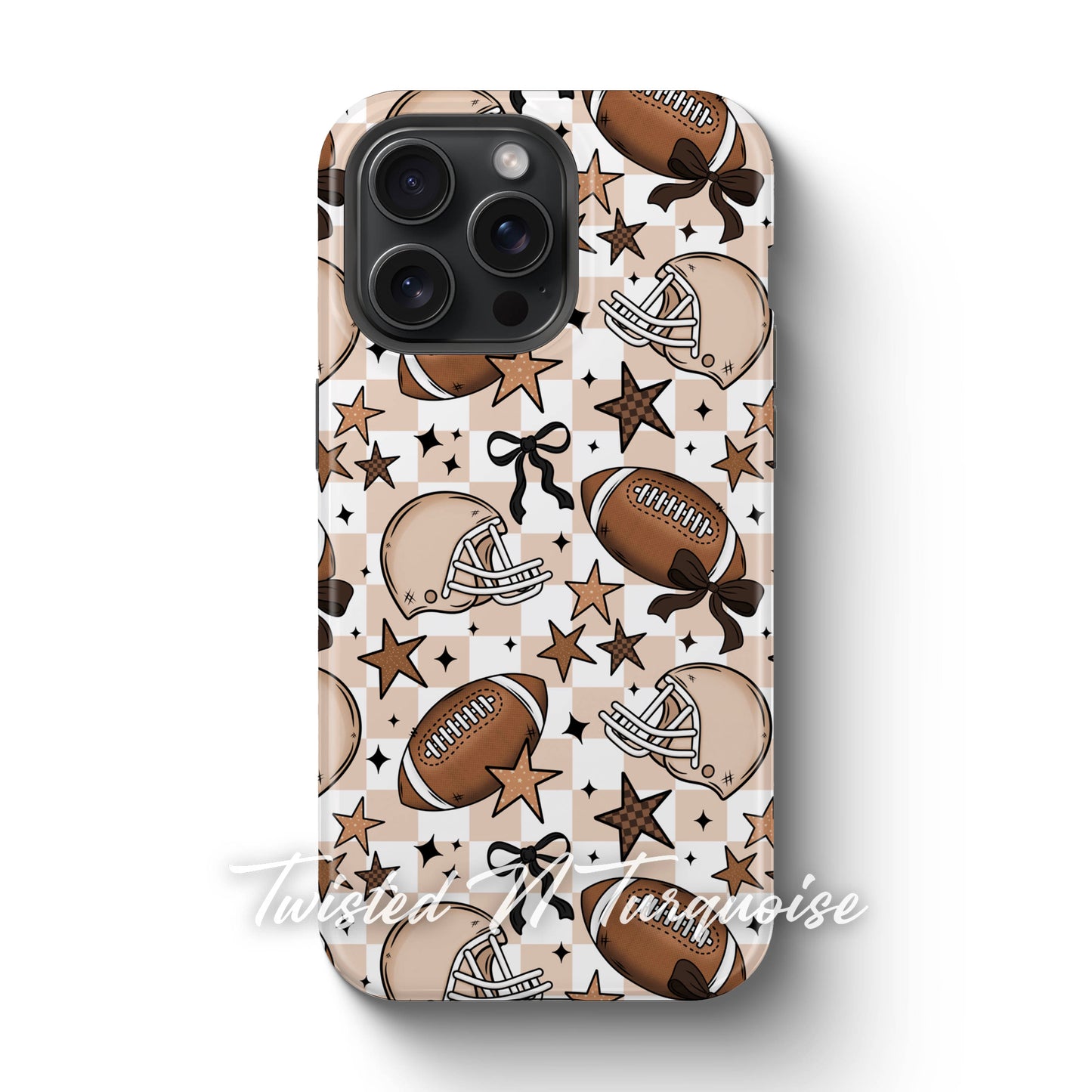 Girly Coquette Boho Checkered Football Tough Magnetic Mobile Phone Case