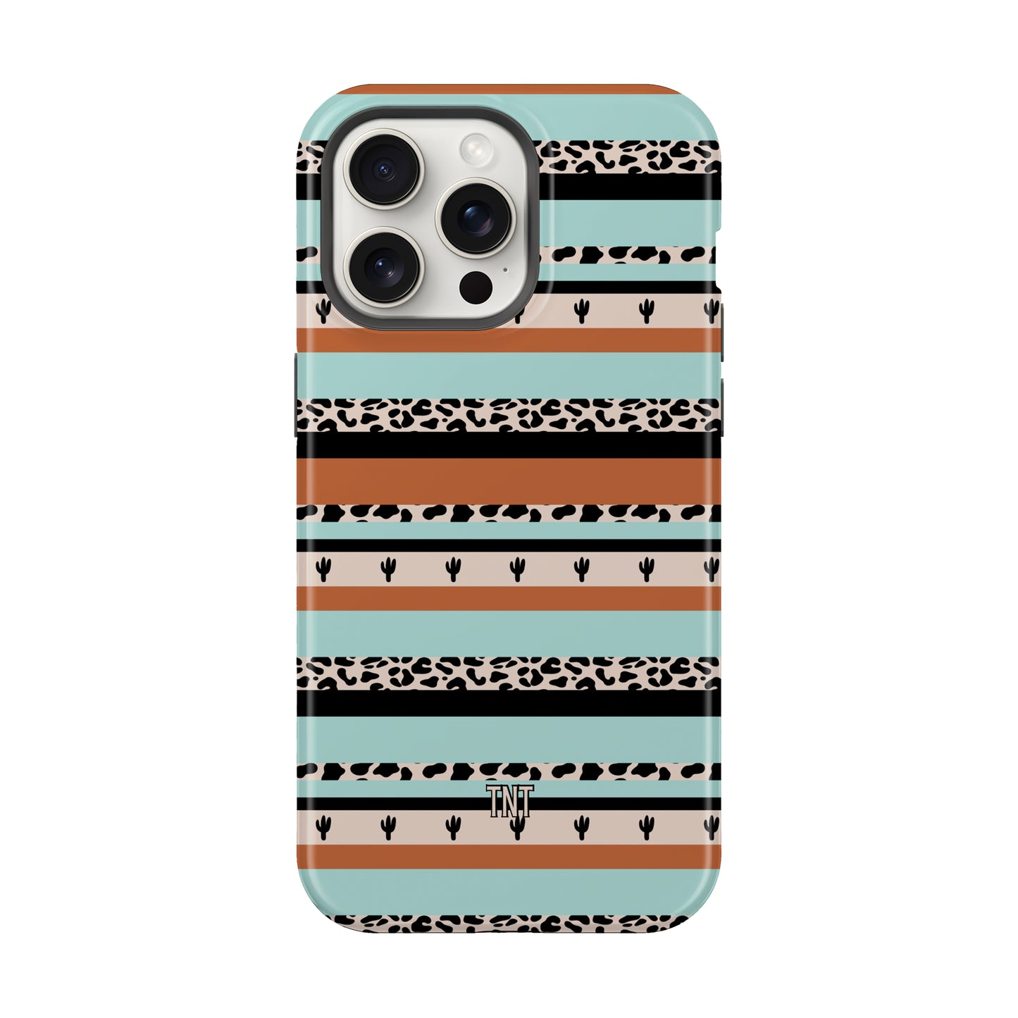 Cactus Leopard Stripes Western Boho Tough MagSafe Phone Case