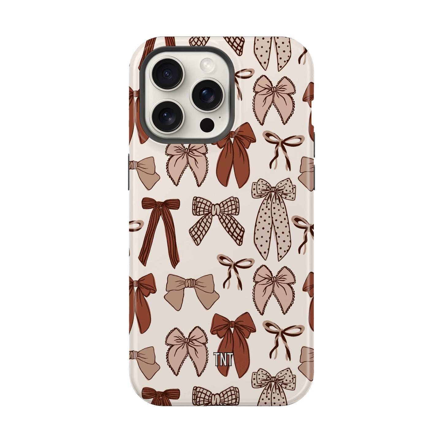 Brown Neutral Coquette Bow Collage Tough Magsafe Phone Case
