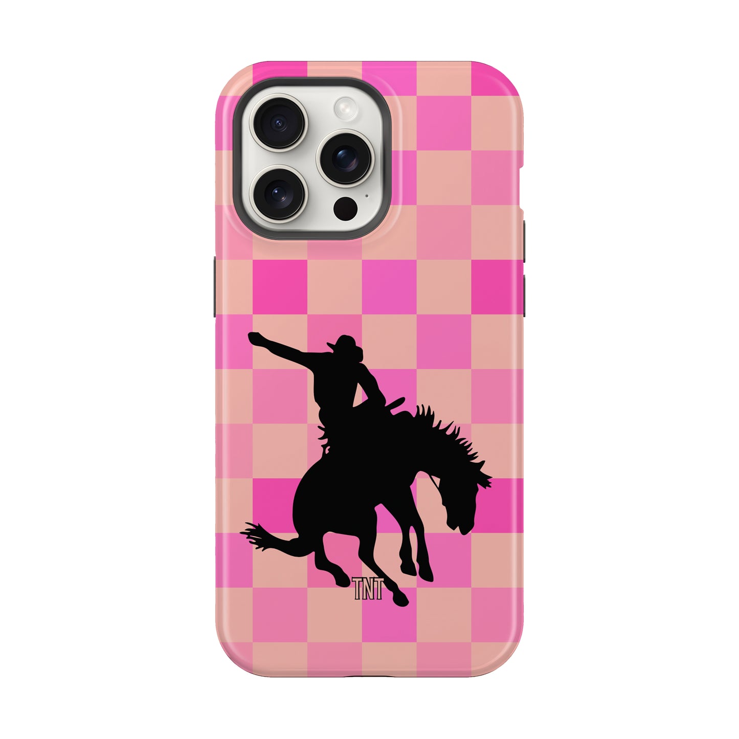 Pink Checkered Bronc Western Rodeo Tough MagSafe Phone Case