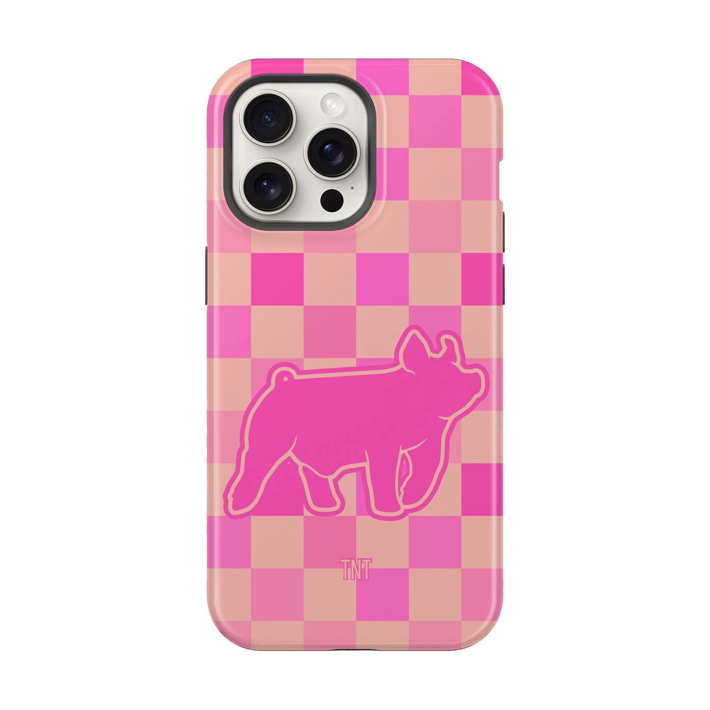 Pink Pig Show Animal Checkered Tough MagSafe Phone Case