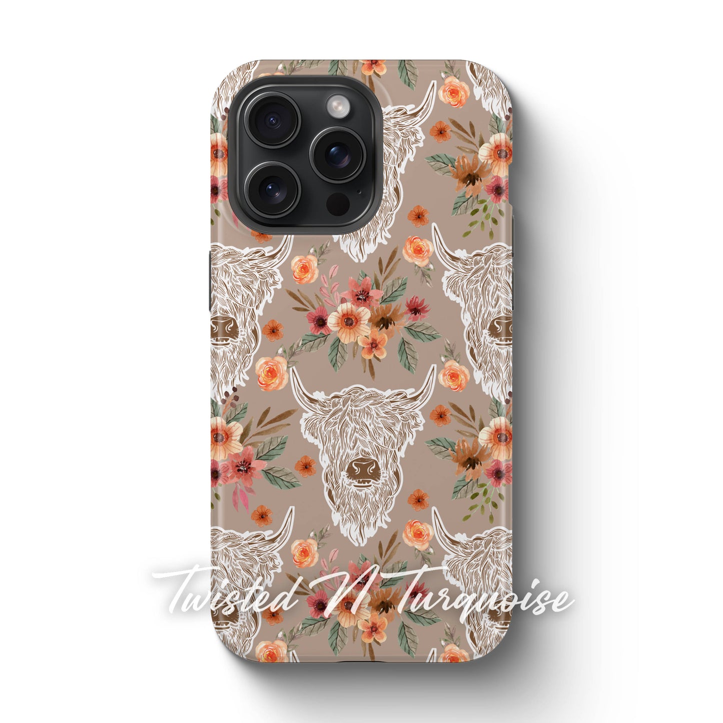Neutral Boho Highland Cows Phone Case