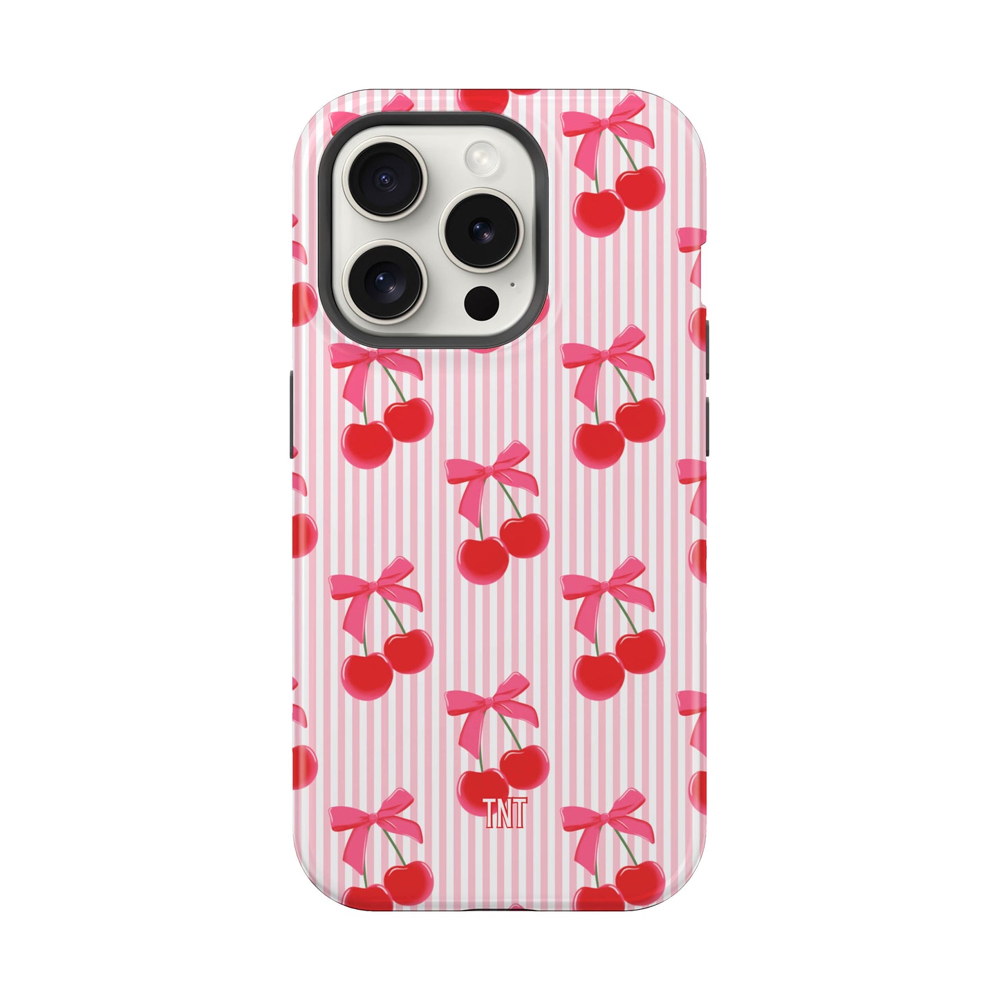 Striped Coquette Cherries Tough Magnetic Phone Case