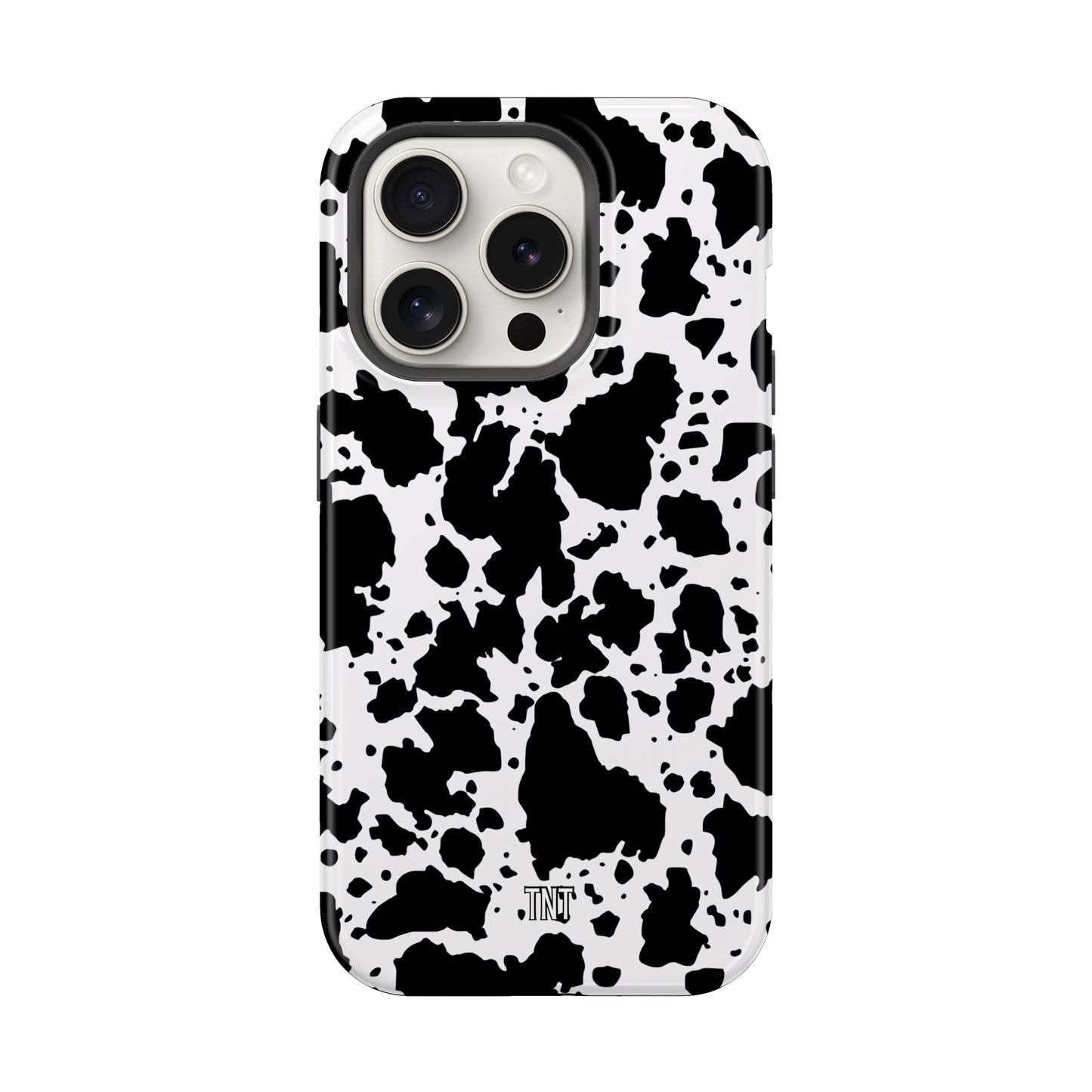 Black Cow Print Western Tough MagSafe Phone Case