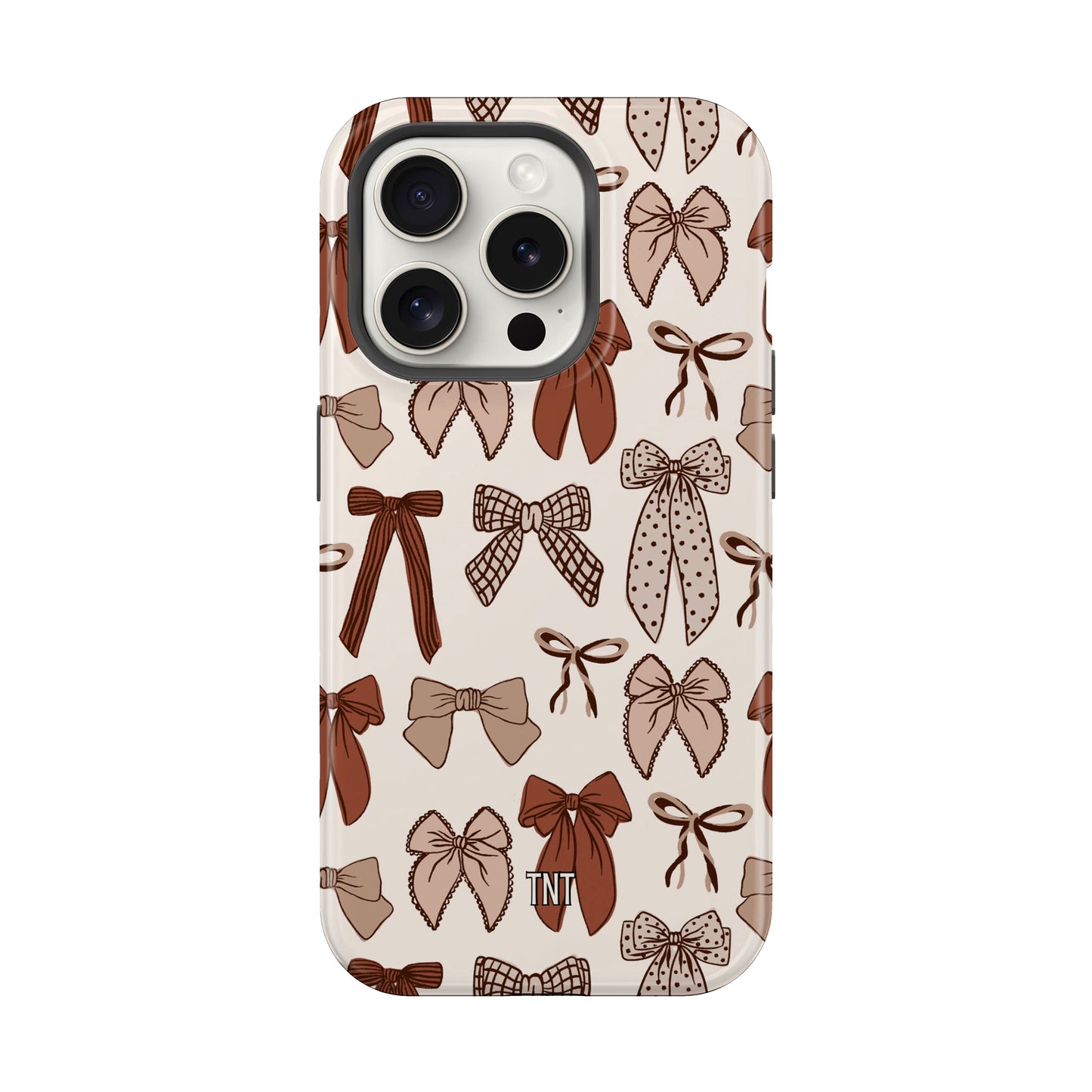 Brown Neutral Coquette Bow Collage Tough Magsafe Phone Case