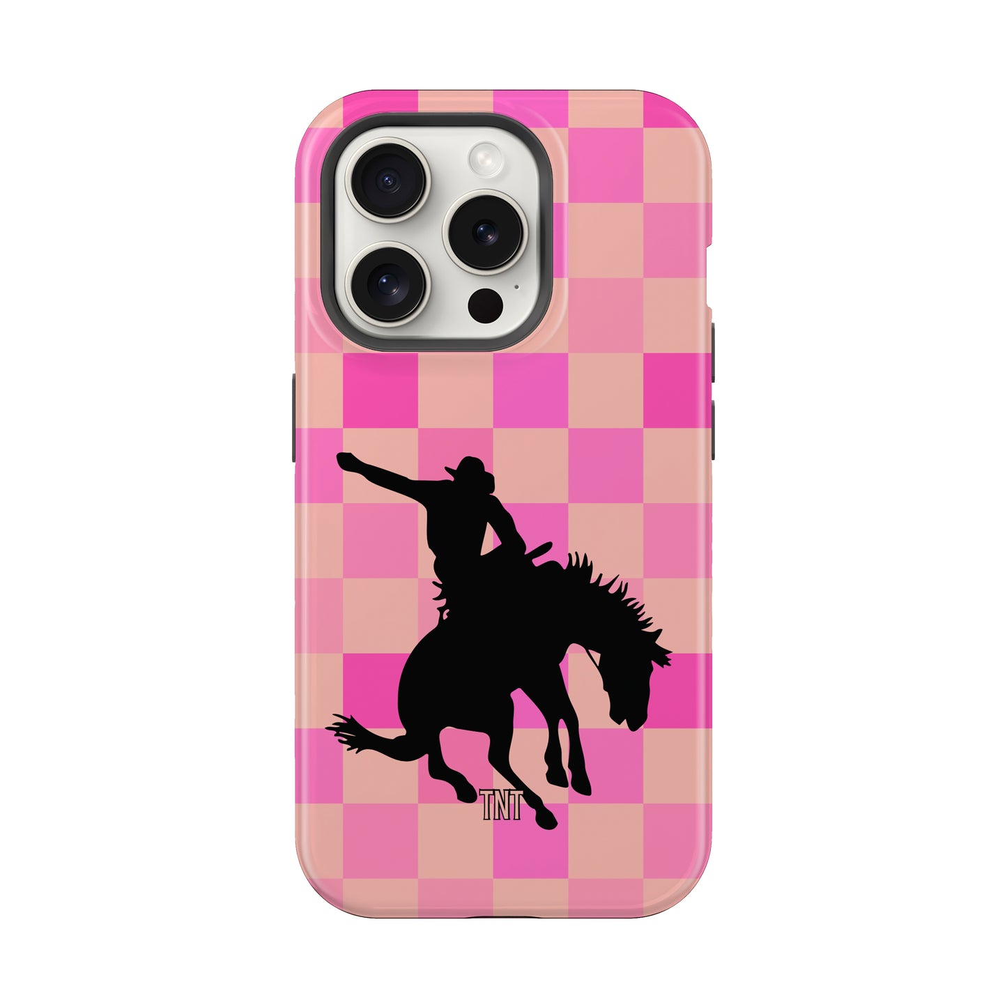 Pink Checkered Bronc Western Rodeo Tough MagSafe Phone Case
