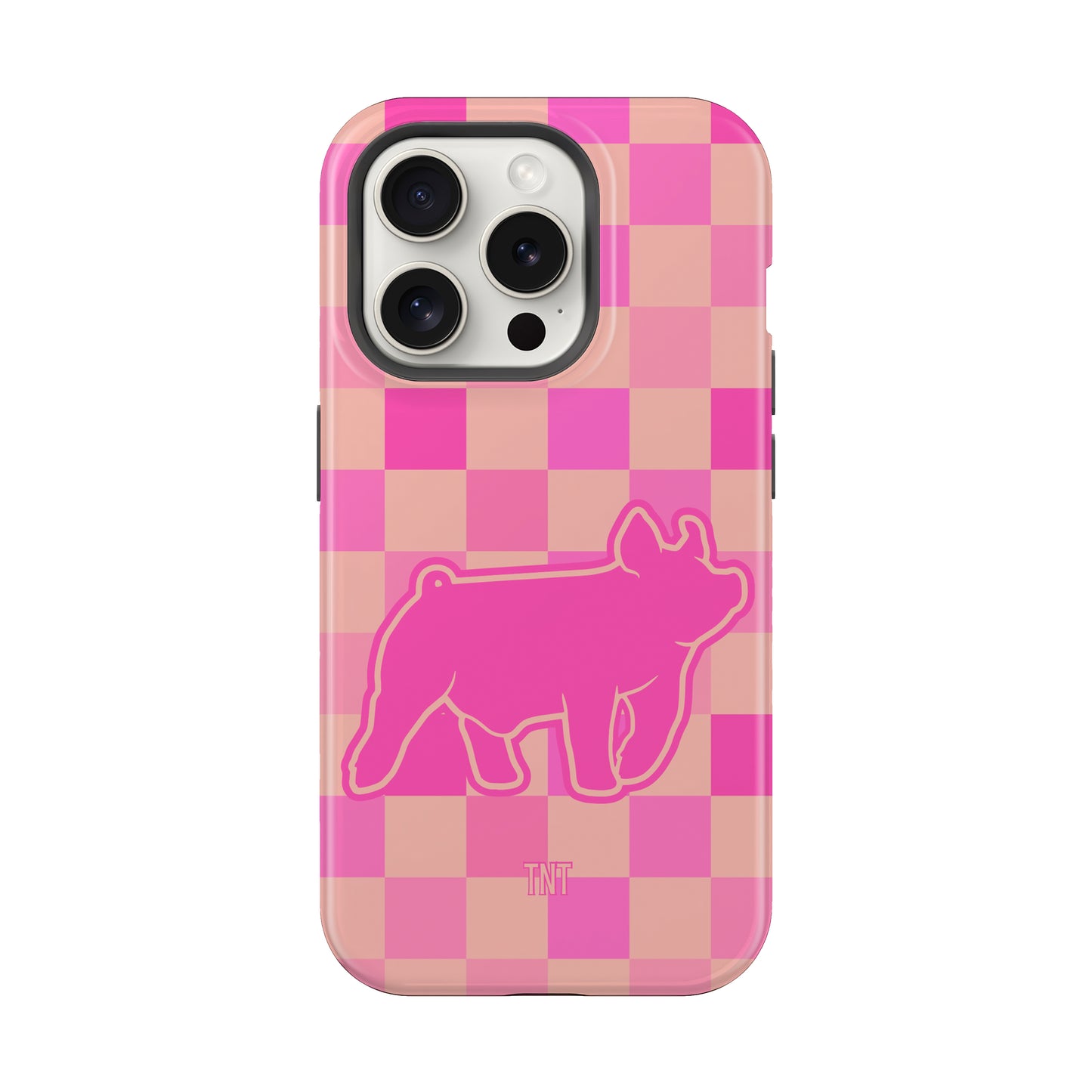 Pink Pig Show Animal Checkered Tough MagSafe Phone Case