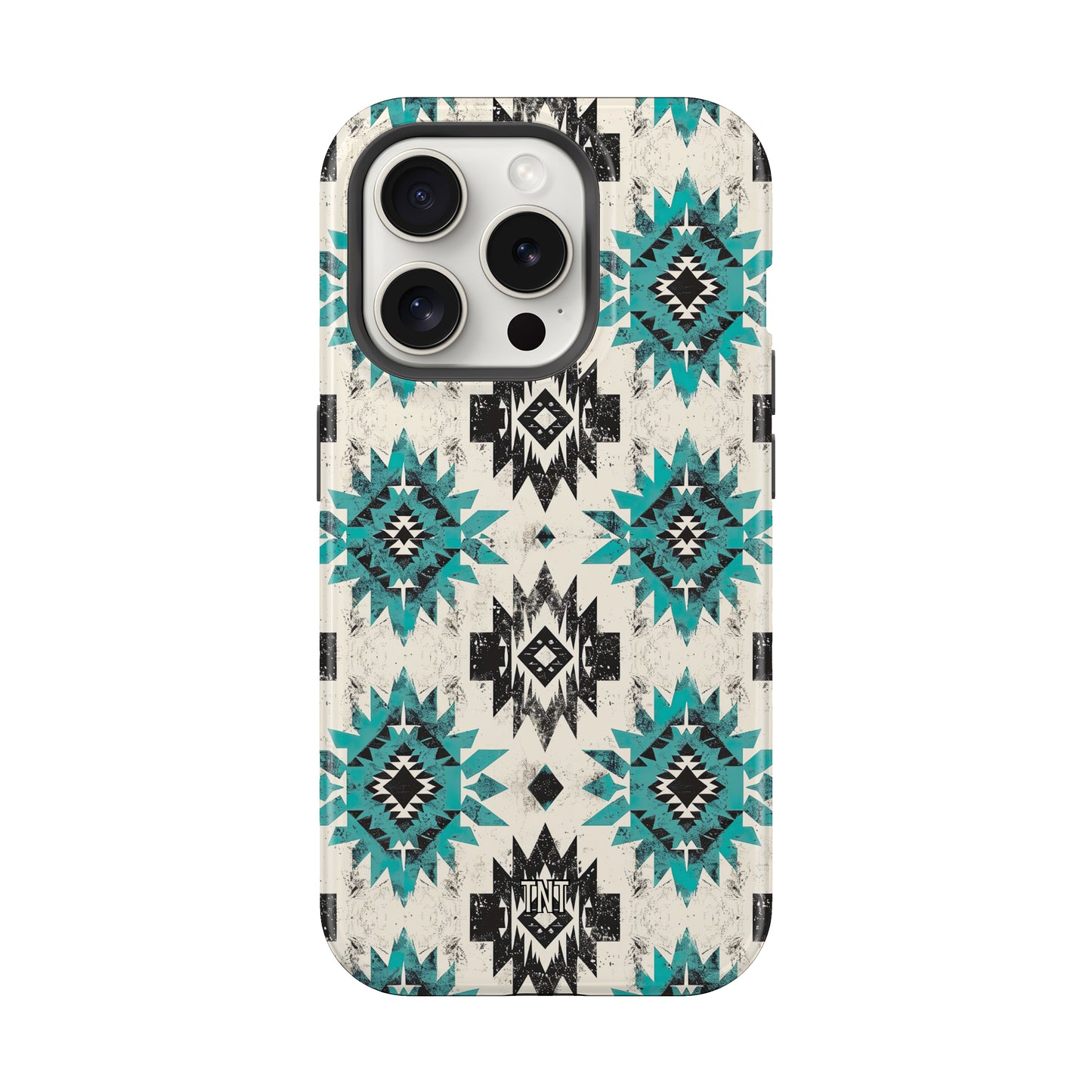 Distressed Turquoise Aztec Western Tough MagSafe Phone Case