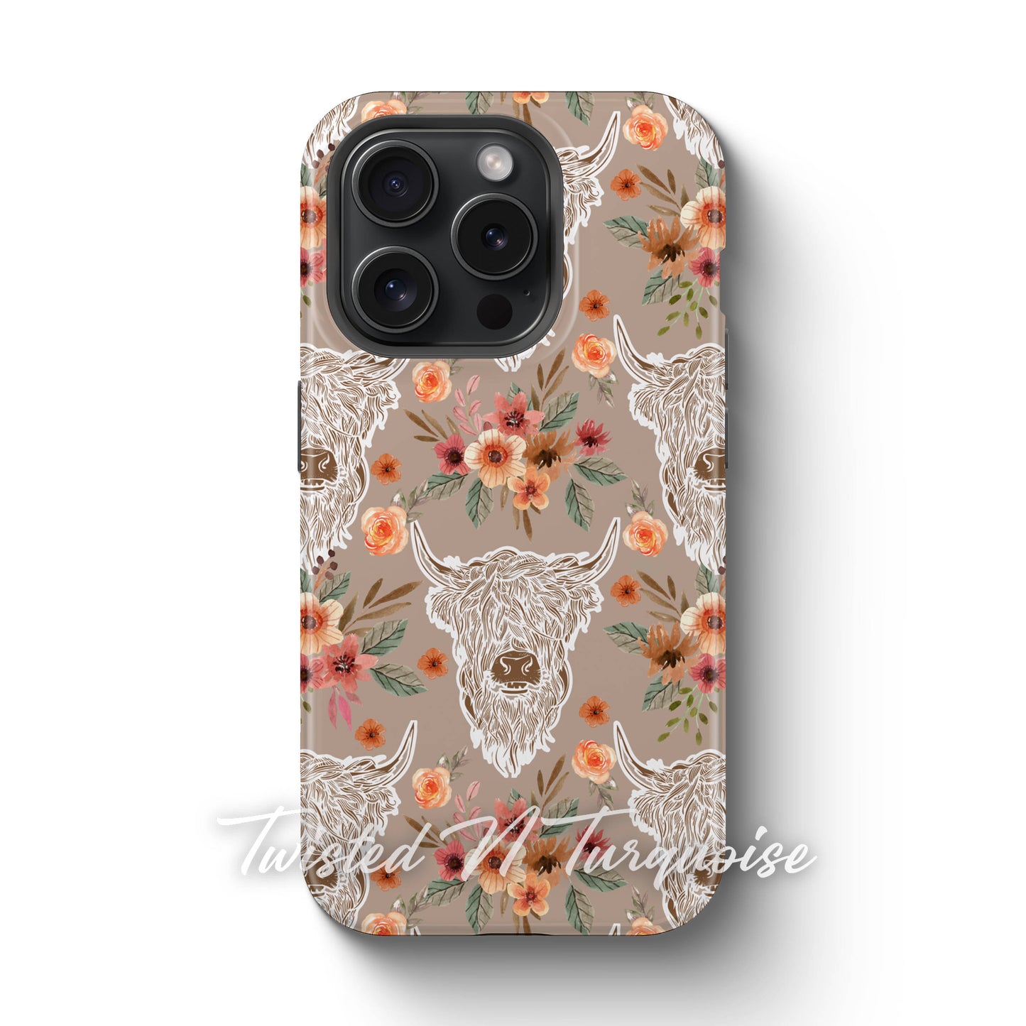 Neutral Boho Highland Cows Phone Case
