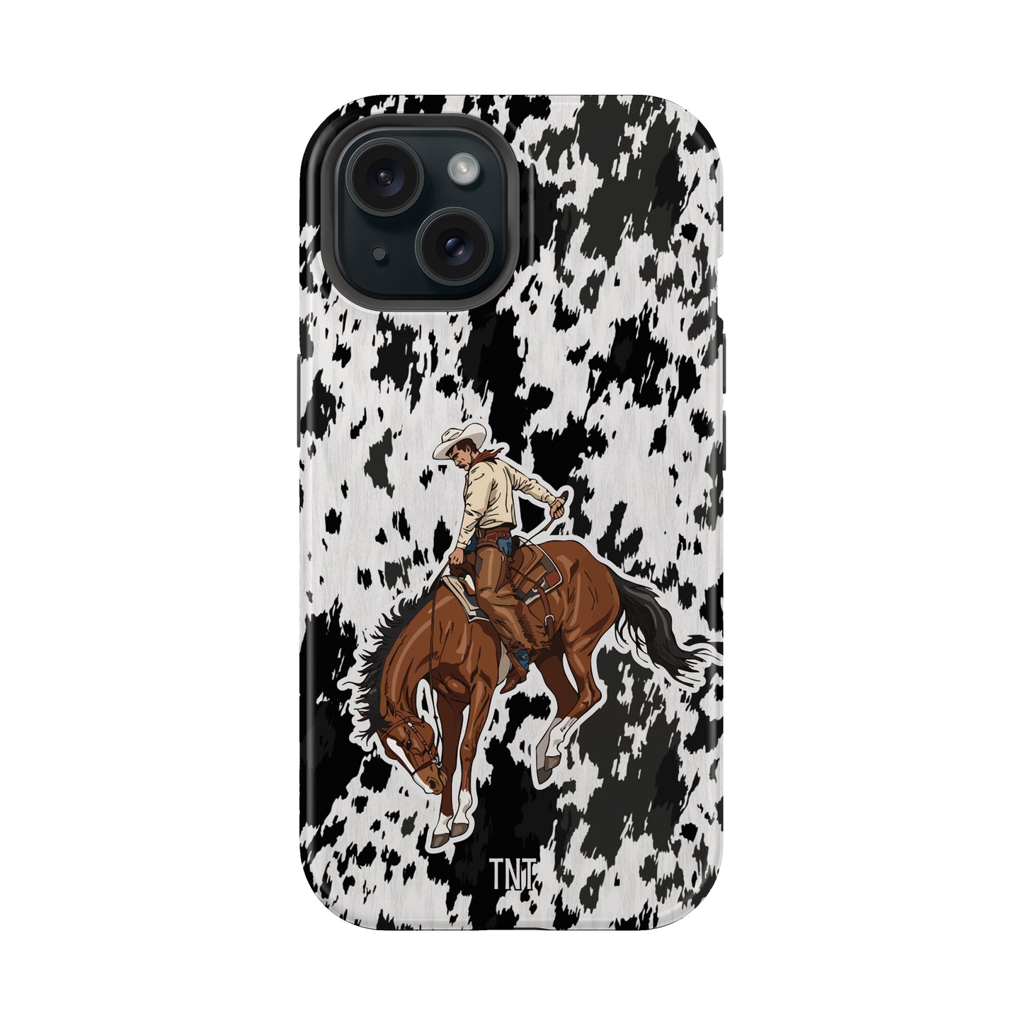 Cowhide Bronc Rider Western Tough MagSafe Phone Case