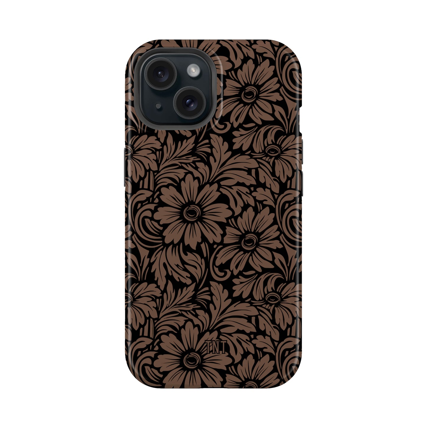 Faux Floral Tooled Leather Tough Magnetic Phone Case