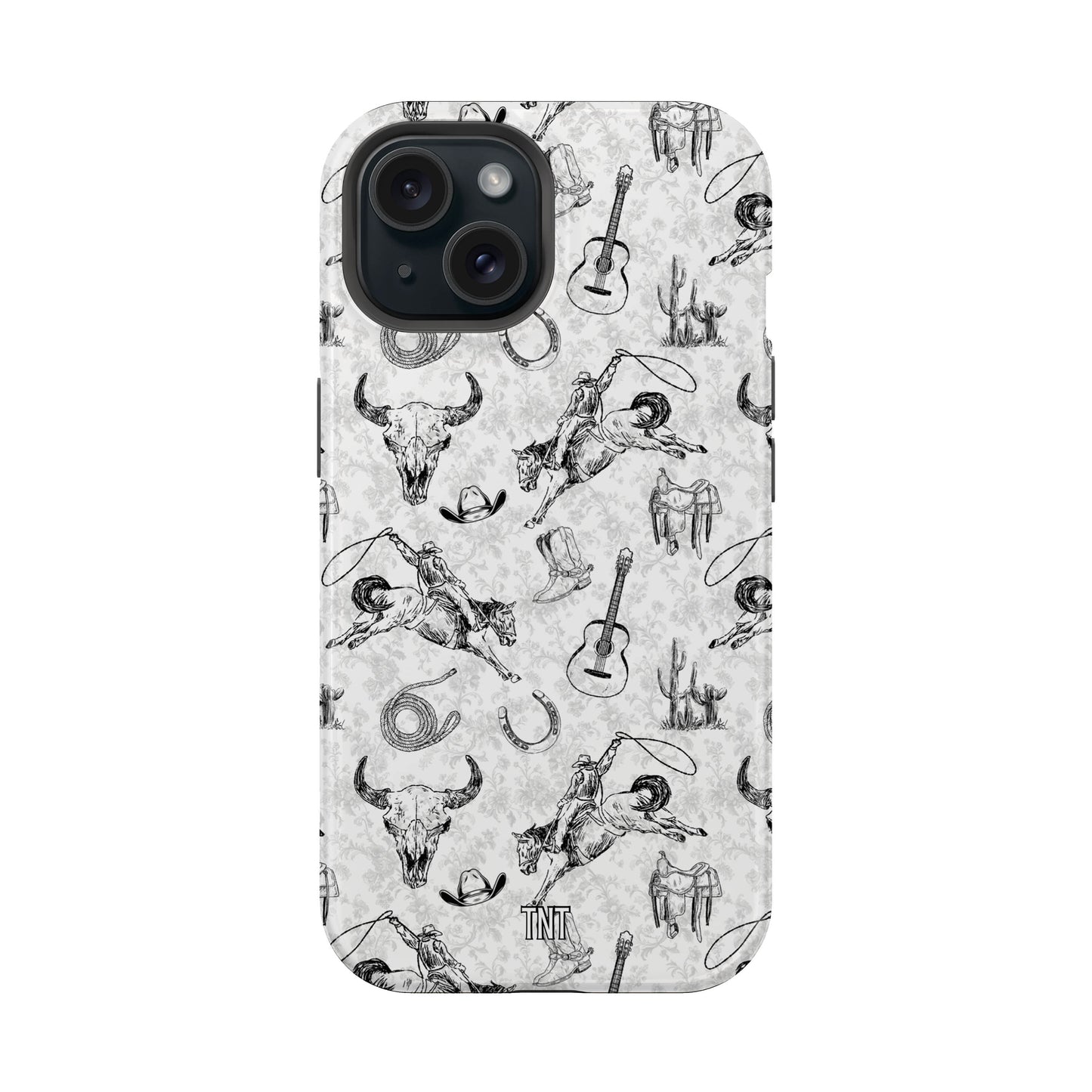 Cowboy Collage Black and White Tough Magnetic Phone Case