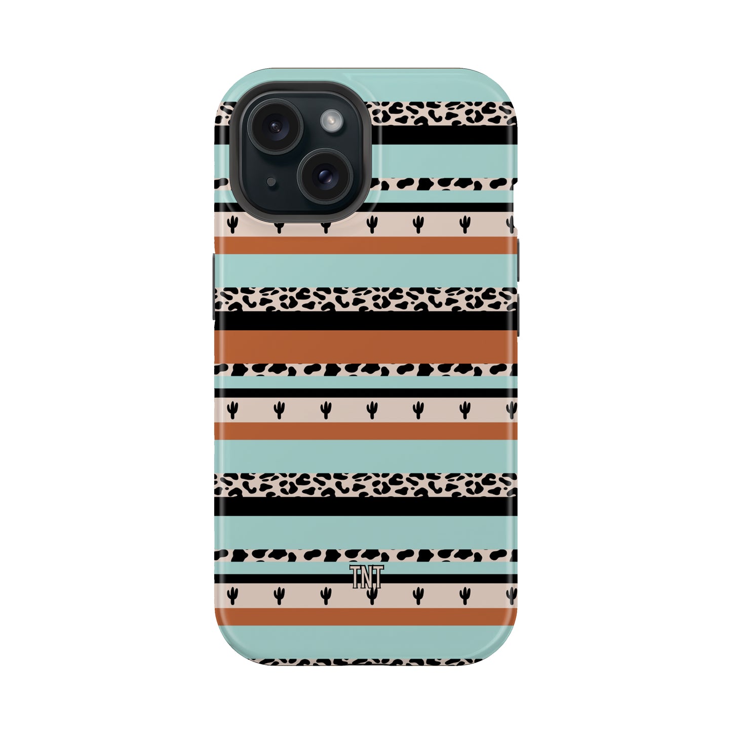 Cactus Leopard Stripes Western Boho Tough MagSafe Phone Case