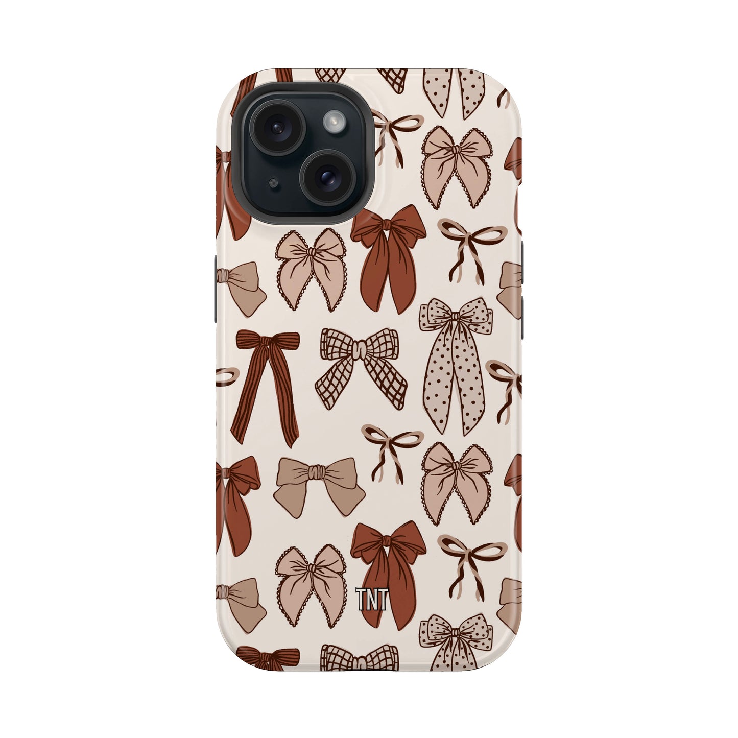 Brown Neutral Coquette Bow Collage Tough Magsafe Phone Case