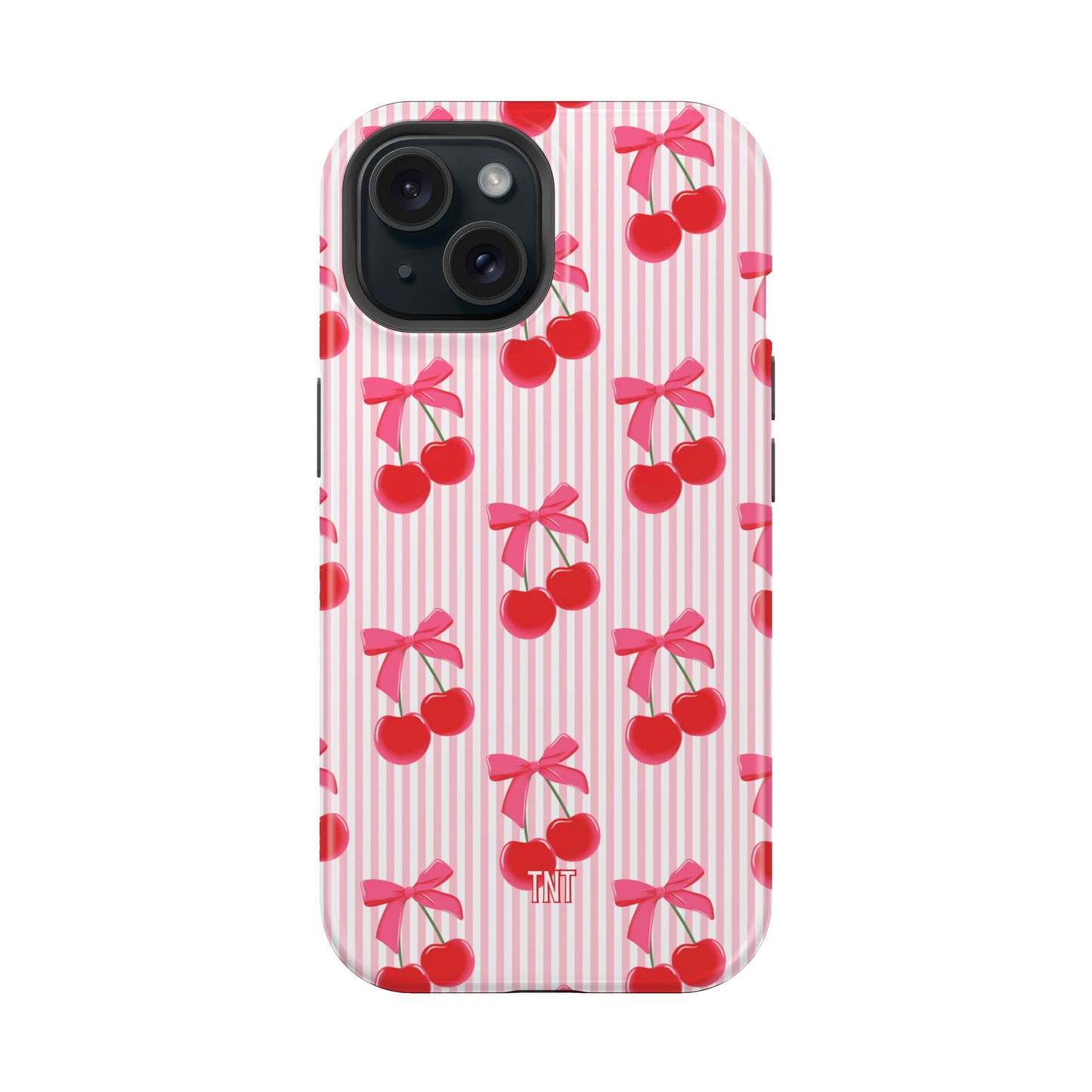 Striped Coquette Cherries Tough Magnetic Phone Case