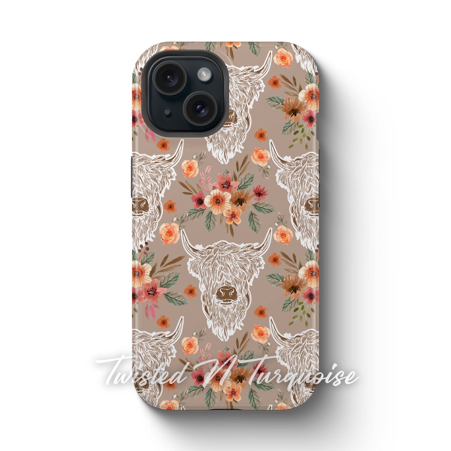 Neutral Boho Highland Cows Phone Case