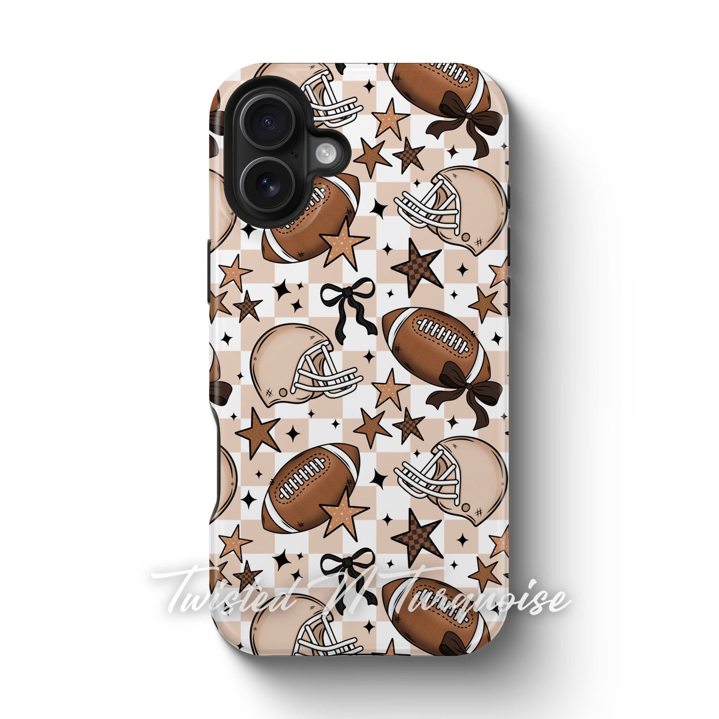 Girly Coquette Boho Checkered Football Tough Magnetic Mobile Phone Case