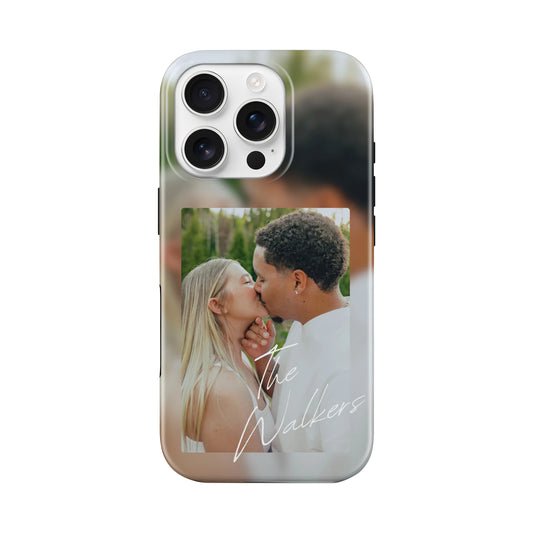 Single Photo W/ Blurred Background Phone Case Customizable Personalized Family Couple Married Engaged Keep Sake Photo Case