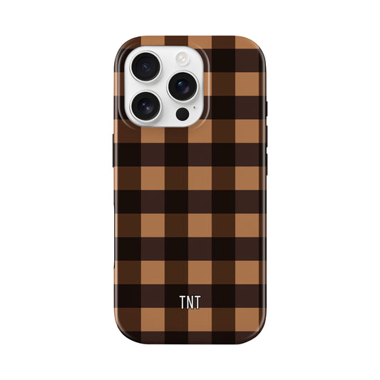 Brown Fall Gingham Tough MagSafe Phone Case