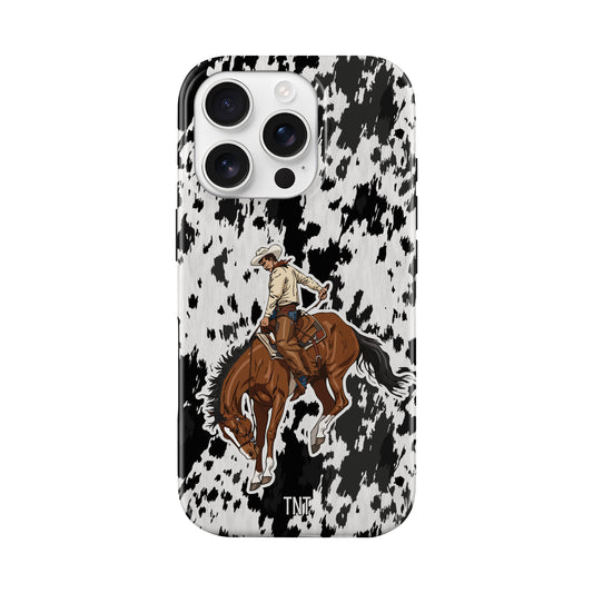 Cowhide Bronc Rider Western Tough MagSafe Phone Case