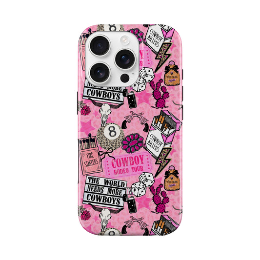 Pink Cowboy Collage Tough MagSafe Phone Case
